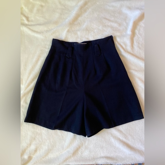 Angela fashion Pants - Women’s vintage dark navy blue high waisted shorts